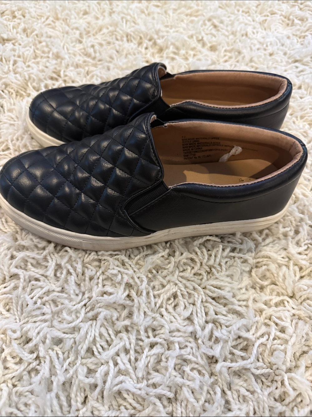a new day Quilted Slip-On Sneakers - Black with White Sole